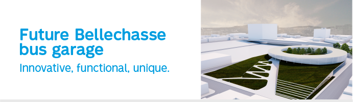Future Bellechasse bus garage. Innovative, functional, unique.