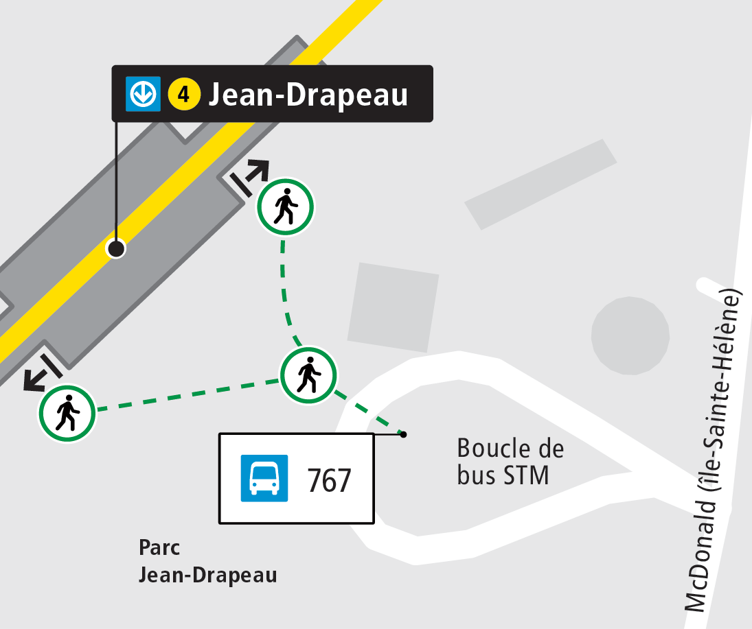 Navette 767 dans la boucle de bus de la station Jean-Drapeau