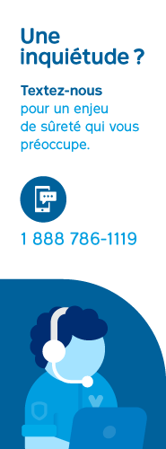 Sécurité dans le métro Textez pour nous alerter 1-888-786-1119 Précisez le lieu et le problème