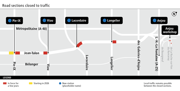 Plan of the road sections closed to traffic