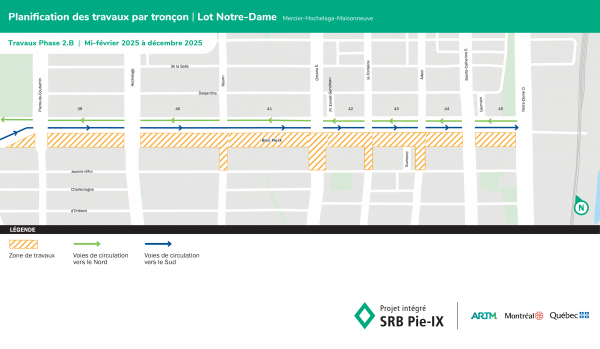 Plan du secteur, indiquant la réouverture de l'intersection Hochelaga et la fermeture de l'intersection Ontario.